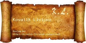 Kovalik Líviusz névjegykártya